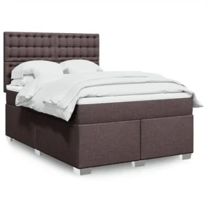 Cama com molas/colchão 140x200 cm tecido castanho-escuro Medidas Queen Size