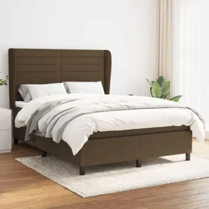 Cama com molas/colchão 140x200 cm tecido castanho-escuro com Garantia Estendida