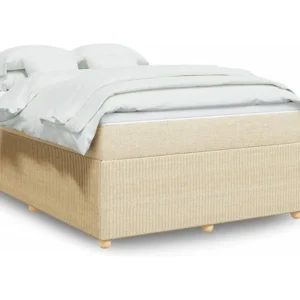 Cama com molas/colchão 140x200 cm tecido cor creme Edição com Espelho