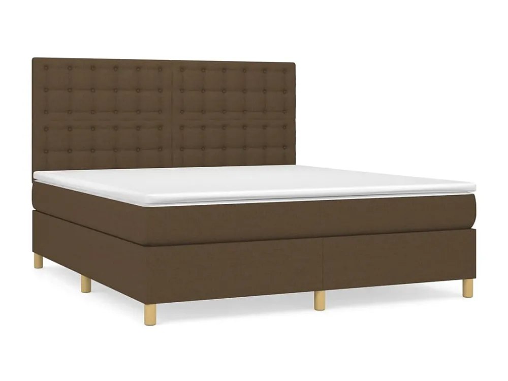 Cama com molas/colchão 160x200 cm tecido castanho-escuro para Quartos de Casal