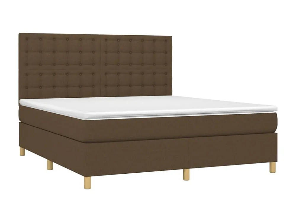 Cama com molas/colchão 160x200 cm tecido castanho-escuro para Quartos de Casal