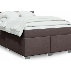 Cama com molas/colchão 160x200 cm tecido castanho-escuro com Garantia Estendida
