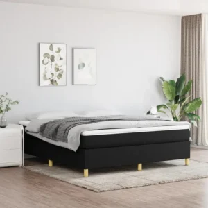Cama com molas/colchão 160x200 cm tecido preto com Garantia Estendida