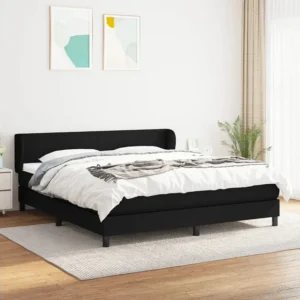 Cama com molas/colchão 160x200 cm tecido preto Tecido Resistente
