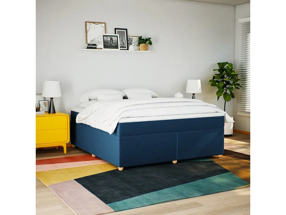 Cama com molas/colchão 180x200 cm tecido azul com Garantia Estendida