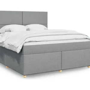 Cama com molas/colchão 180x200 cm tecido cinzento-claro com Pés Ajustáveis