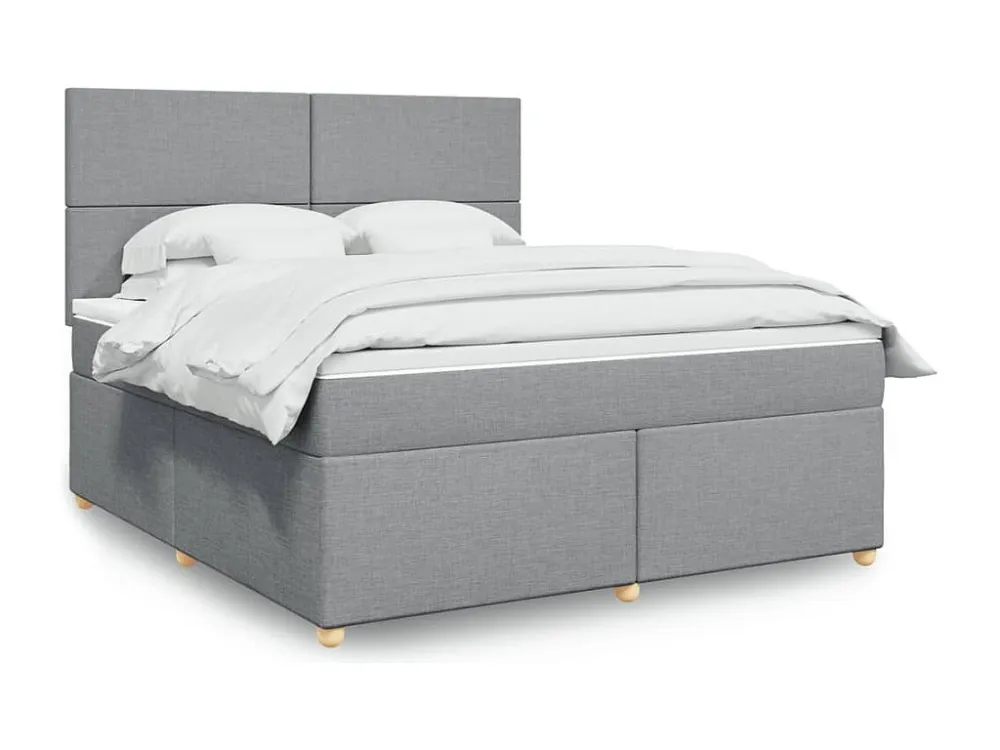 Cama com molas/colchão 180x200 cm tecido cinzento-claro com Pés Ajustáveis