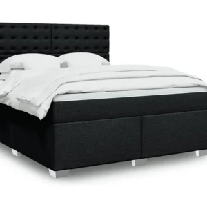 Cama com molas/colchão 180x200 cm tecido preto com Gavetas de Armazenamento