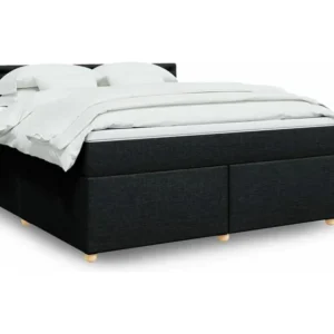 Cama com molas/colchão 180x200 cm tecido preto com Gavetas de Armazenamento