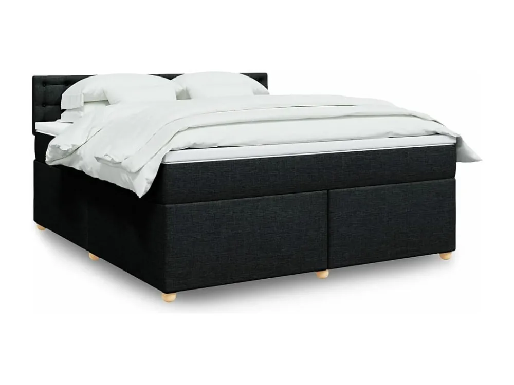 Cama com molas/colchão 180x200 cm tecido preto com Gavetas de Armazenamento
