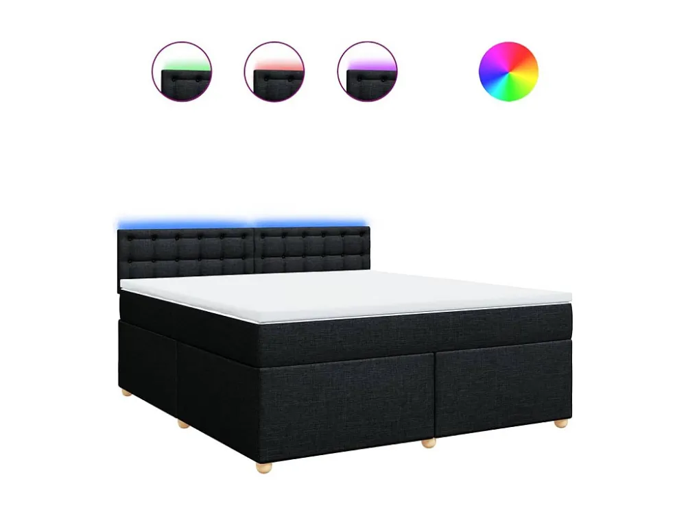 Cama com molas/colchão 180x200 cm tecido preto com Gavetas de Armazenamento