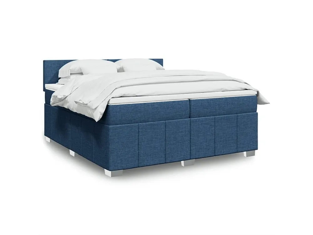 Cama com molas/colchão 200x200 cm tecido azul com Garantia Estendida