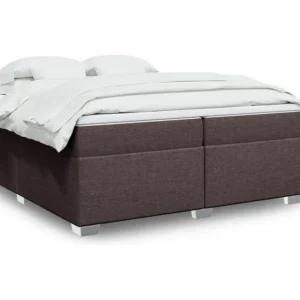 Cama com molas/colchão 200x200 cm tecido castanho-escuro para Quartos de Casal