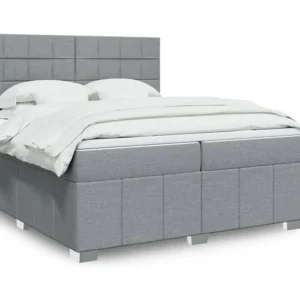 Cama com molas/colchão 200x200 cm tecido cinza-claro Medidas Queen Size