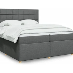 Cama com molas/colchão 200x200 cm tecido cinzento-escuro Tecido Resistente