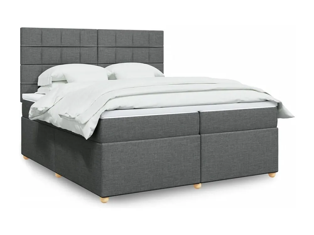 Cama com molas/colchão 200x200 cm tecido cinzento-escuro Tecido Resistente