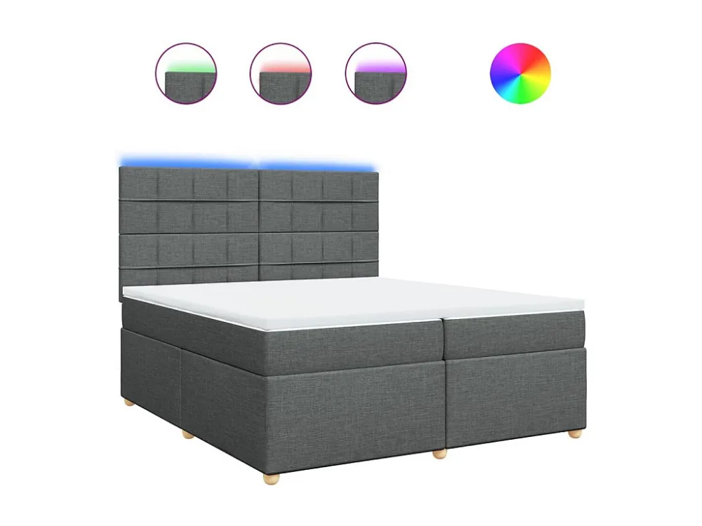 Cama com molas/colchão 200x200 cm tecido cinzento-escuro Tecido Resistente