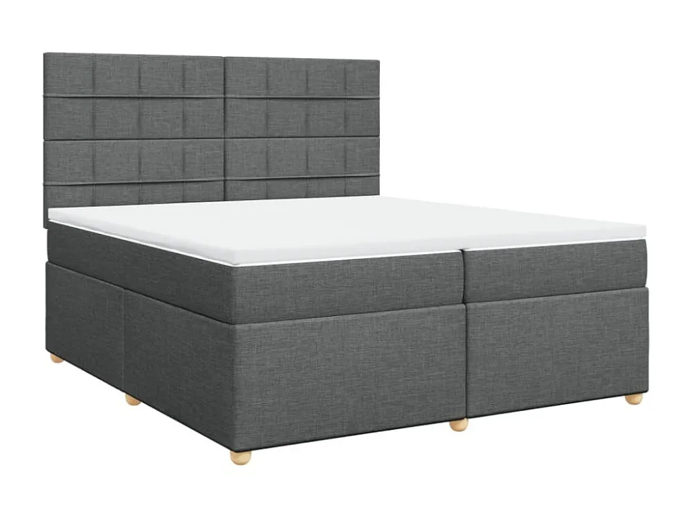 Cama com molas/colchão 200x200 cm tecido cinzento-escuro Tecido Resistente