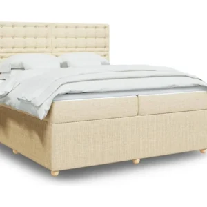 Cama com molas/colchão 200x200 cm tecido cor creme Medidas Queen Size