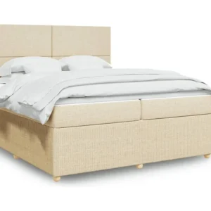 Cama com molas/colchão 200x200 cm tecido cor creme Tecido Resistente