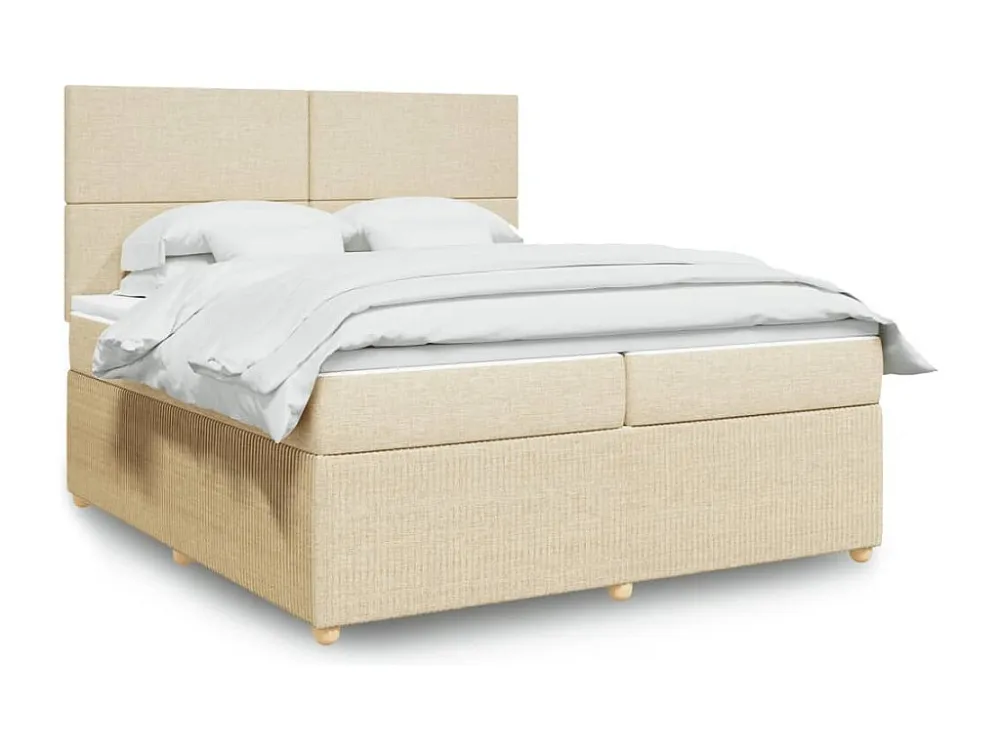 Cama com molas/colchão 200x200 cm tecido cor creme Tecido Resistente