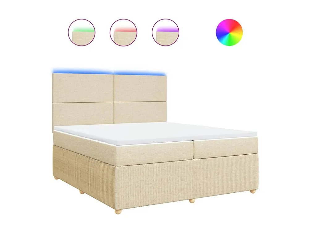 Cama com molas/colchão 200x200 cm tecido cor creme Tecido Resistente