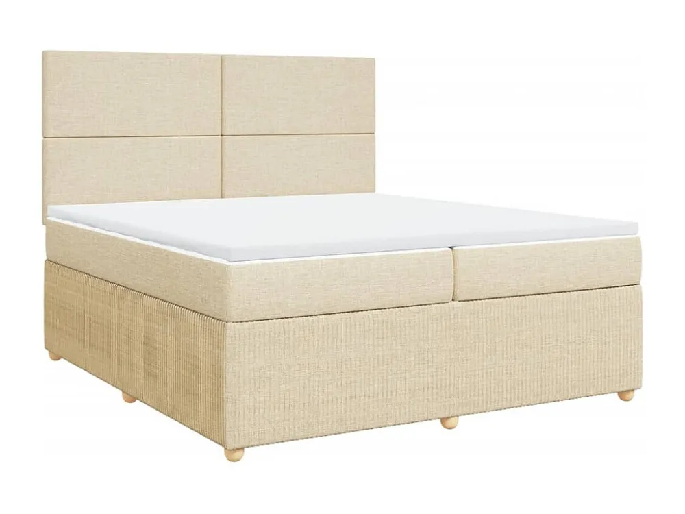Cama com molas/colchão 200x200 cm tecido cor creme Tecido Resistente