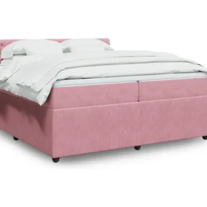 Cama com molas/colchão 200x200 cm veludo rosa Medidas Queen Size
