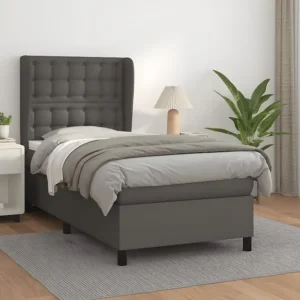 Cama com molas/colchão 80x200 cm couro artificial cinza Tecido Resistente