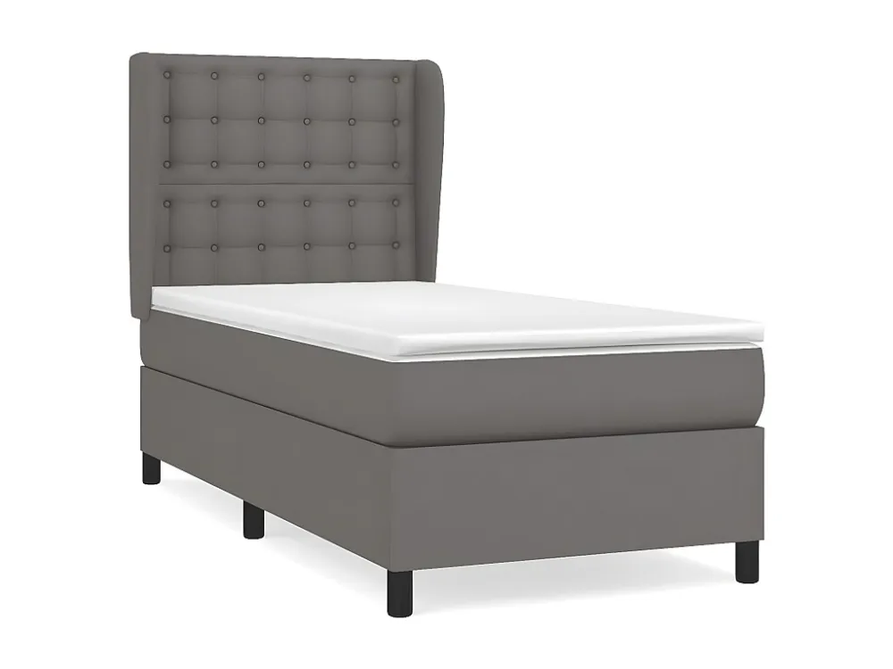 Cama com molas/colchão 80x200 cm couro artificial cinza Tecido Resistente