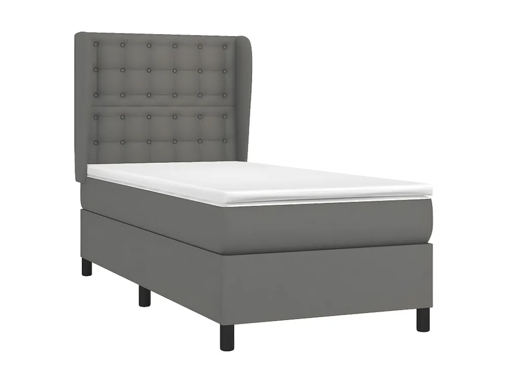 Cama com molas/colchão 80x200 cm couro artificial cinza Tecido Resistente