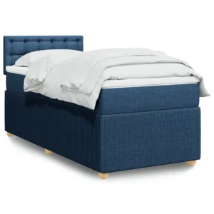 Cama com molas/colchão 80x200 cm tecido azul | Design Escandinavo |