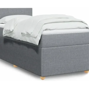Cama com molas/colchão 80x200 cm tecido cinza-claro | Montagem Inclusa