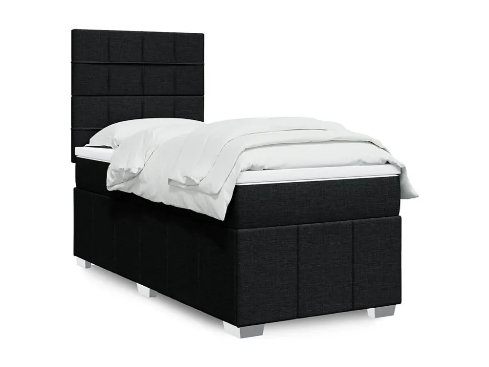 Cama com molas/colchão 80x200 cm tecido preto Tecido Resistente