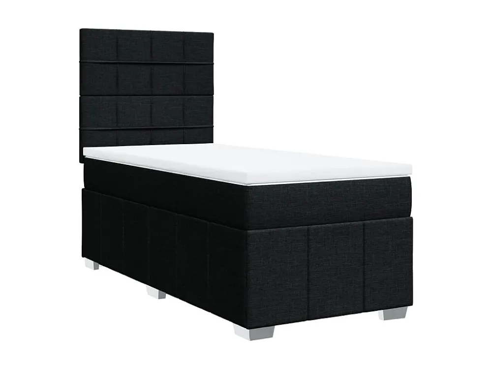 Cama com molas/colchão 80x200 cm tecido preto Tecido Resistente
