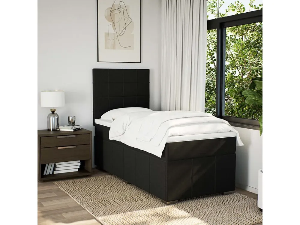 Cama com molas/colchão 80x200 cm tecido preto Tecido Resistente