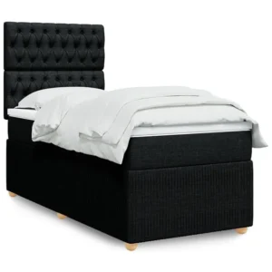 Cama com molas/colchão 80x200 cm tecido preto para Quartos de Casal