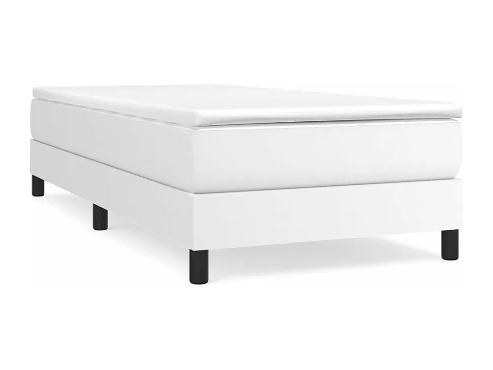 Cama com molas/colchão 90x190 cm couro artificial branco