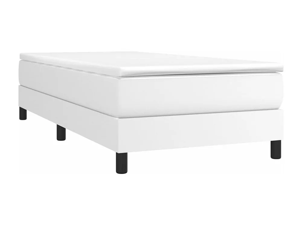 Cama com molas/colchão 90x190 cm couro artificial branco