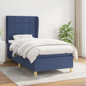 Cama com molas/colchão 90x190 cm tecido azul com Garantia Estendida