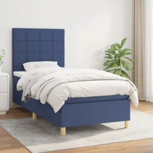 Cama com molas/colchão 90x190 cm tecido azul Edição com Espelho
