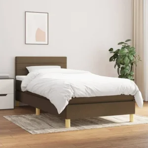 Cama com molas/colchão 90x190 cm tecido castanho-escuro Tecido Resistente