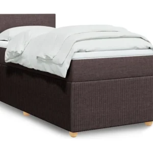Cama com molas/colchão 90x190 cm tecido castanho-escuro com Cabideiro Incluso
