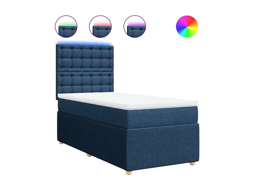 Cama com molas/colchão 90x200 cm tecido azul Tecido Resistente