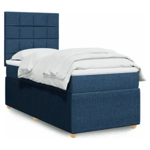 Cama com molas/colchão 90x200 cm tecido azul para Quartos de Casal