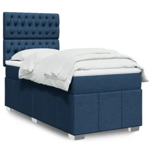 Cama com molas/colchão 90x200 cm tecido azul Tecido Resistente