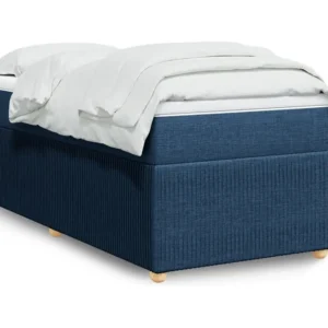 Cama com molas/colchão 90x200 cm tecido azul com Gavetas de Armazenamento