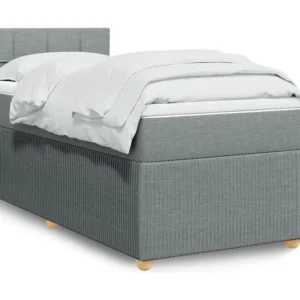 Cama com molas/colchão 90x200 cm tecido cinza-claro com Cabideiro Incluso