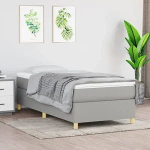 Cama com molas/colchão 90x200 cm tecido cinza-claro com Cabideiro Incluso