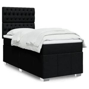 Cama com molas/colchão 90x200 cm tecido preto com Garantia Estendida